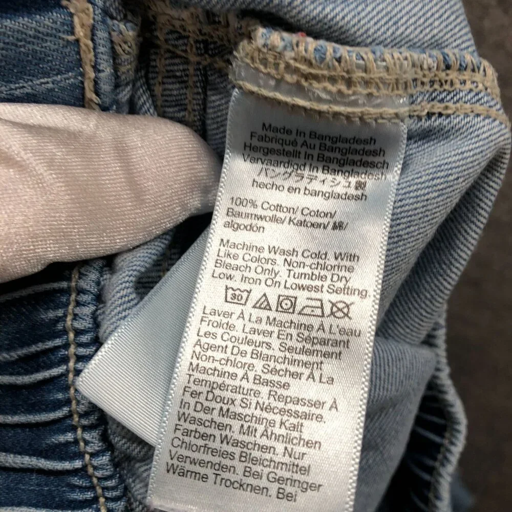 Crewcuts Girls Size 16 Denim Drawstring Pants Blue Pull On Jeans Straight Cotton